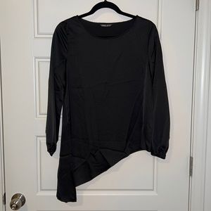 Satin Black Blouse with Angle Finish